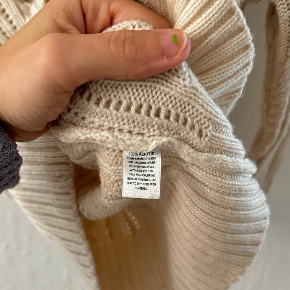 Tildon Cream Tan Button Front Fitted Knit Cardigan - Picture 5 of 6